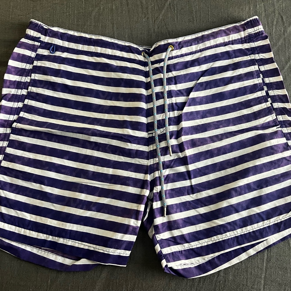 Scotch & Soda Navy and White Striped Men’s Swim Trunks